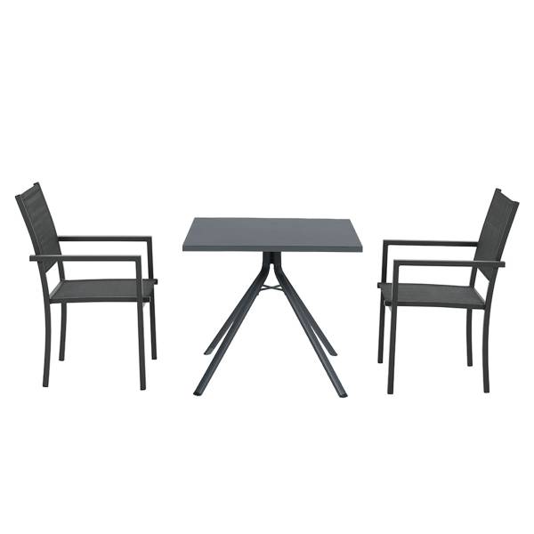 Bistroset Moon 3 delig grijs - aluminium - 80 x 91 x 180 cm