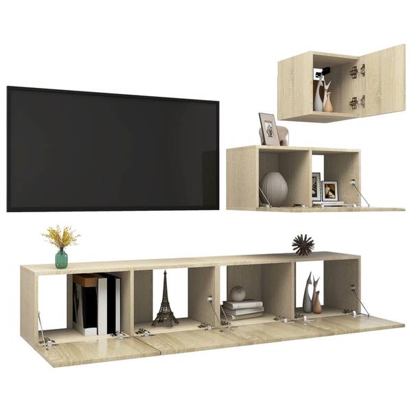 TV-Schrank 4er Set D903 Braun - Holzwerkstoff - 30 x 30 x 31 cm