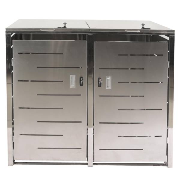 Afvalbakafdekking voor 2 bakken E83 zilver - staal - 131 x 116 x 80 cm