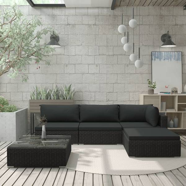 Garten-Lounge-Set 299662 (5-teilig) Schwarz - Polyester - 74 x 26 x 74 cm