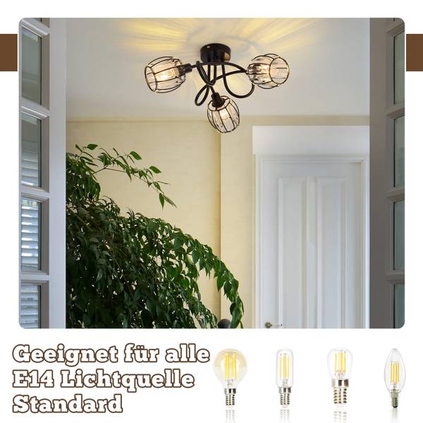Deckenleuchte Lauterbach Schwarz - Metall - 21 x 40 x 40 cm