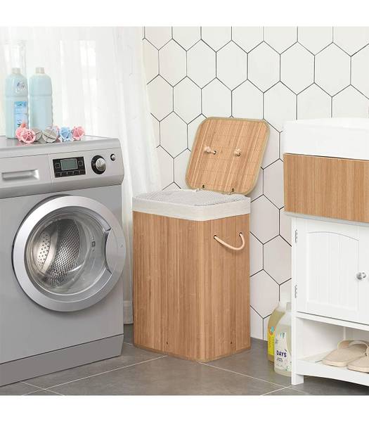 Wäschekorb Mondeville Bambus / Webstoff - Braun