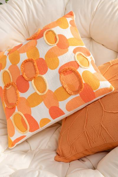 Kissen Papaya Orange - Baumwollstoff - Leinen - Polyester - 43 x 10 x 43 cm