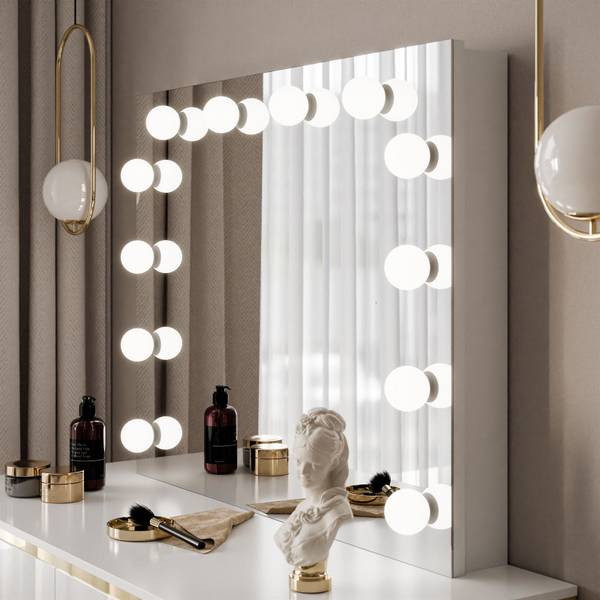 Schminktisch AURORA Gold - Weiß - Holzwerkstoff - 102 x 80 x 44 cm