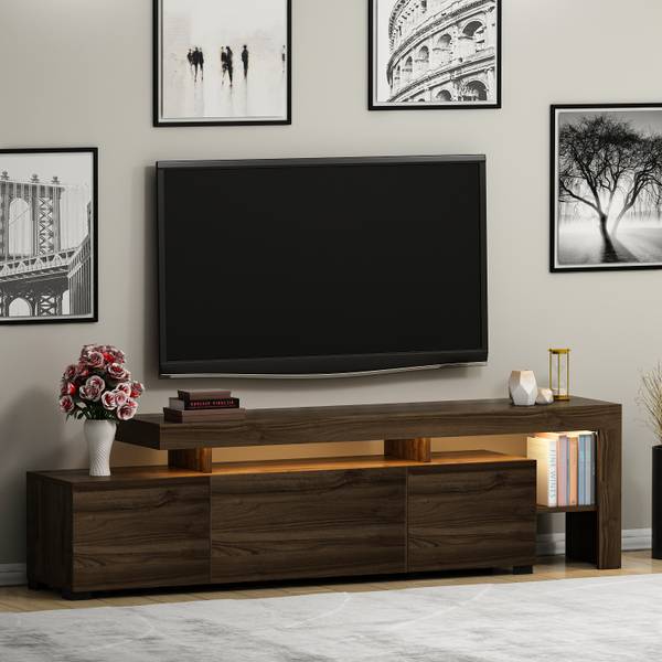 TV-Möbel Beliz mit LED-Licht Walnuss