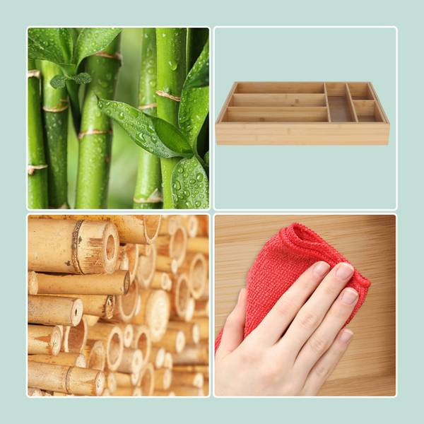 Range-couverts extensible en bambou Marron - Bambou - Bois manufacturé - 50 x 7 x 48 cm