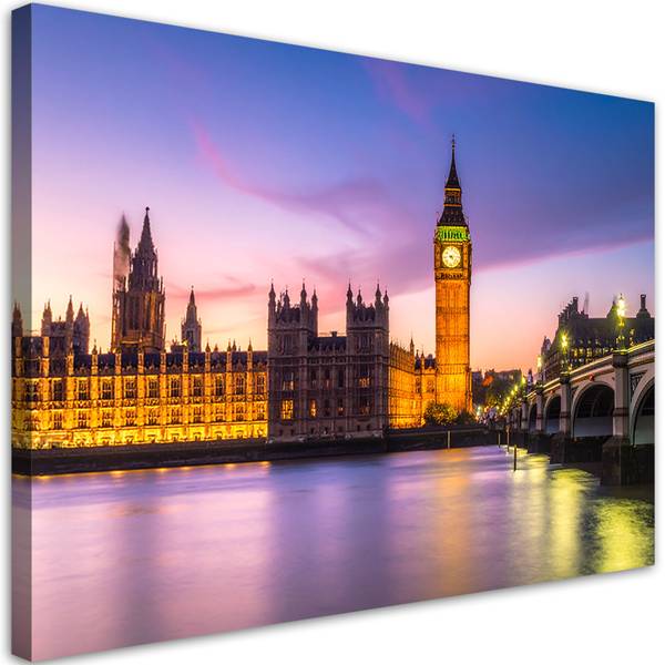 Wandbild London Violett - Polyester - 60 x 40 x 3 cm