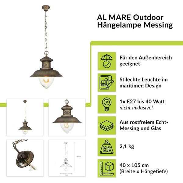 Lampe à suspension AL MARE 40 x 105 x 40 cm