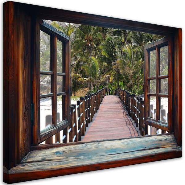 Wandbild blick aus dem fenster tropische 120 x 80 cm