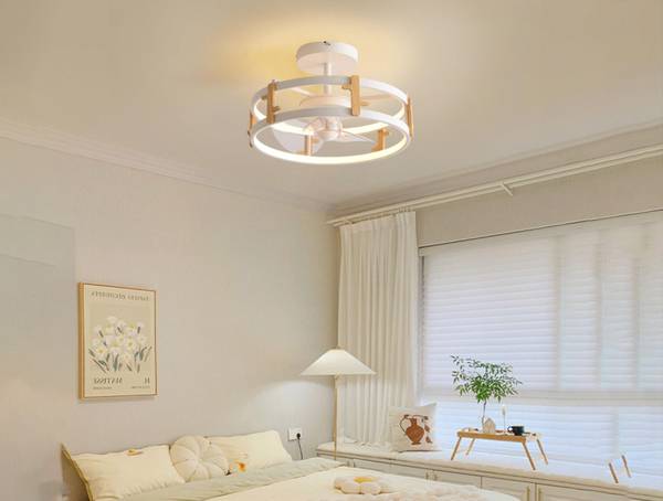 Mini-Deckenventilator CEILY WOOD Weiß - Metall - 40 x 24 x 40 cm
