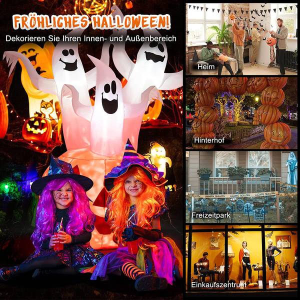 Aufblasbarer Halloween-Kürbis Orange - Weiß - Textil - 90 x 182 x 140 cm