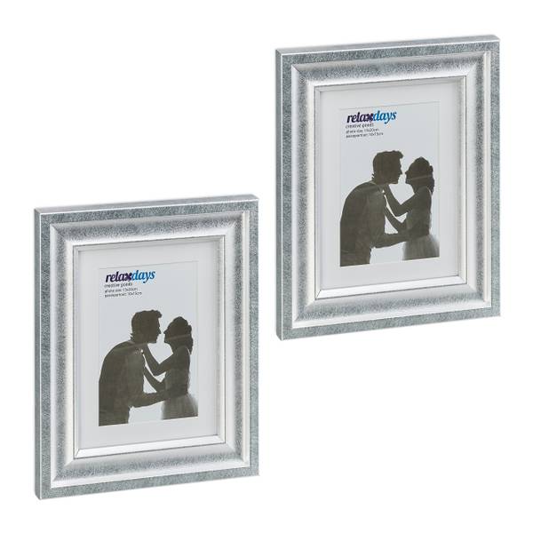 Bilderrahmen 15x20 cm 2er Set Silber - PVC - 22 x 27 x 2 cm