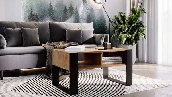 Couchtisch KORA 92 Schwarz - Braun - Holzwerkstoff - 92 x 45 x 54 cm