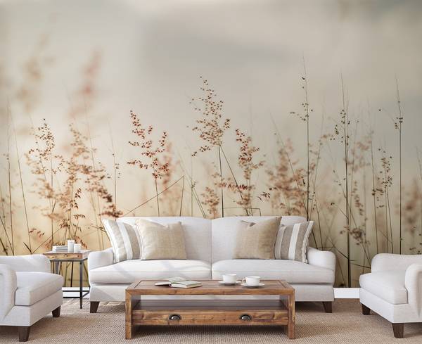 Panorama-Tapete Pampa Beige - Papier - 384 x 270 x 384 cm