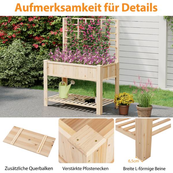Hochbeet mit Spalier 95067842 Beige - Holzwerkstoff - 116 x 150 x 59 cm