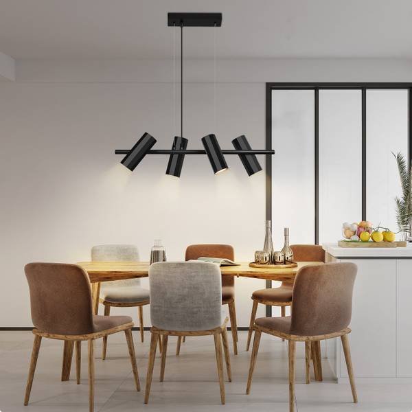 Hanglamp Hannah II met 4 lichtbronnen zwart - metaal - 6 x 170 x 66 cm
