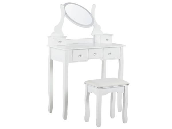 Coiffeuse GALAXIE Beige - Blanc - Bois manufacturé - 80 x 137 x 40 cm