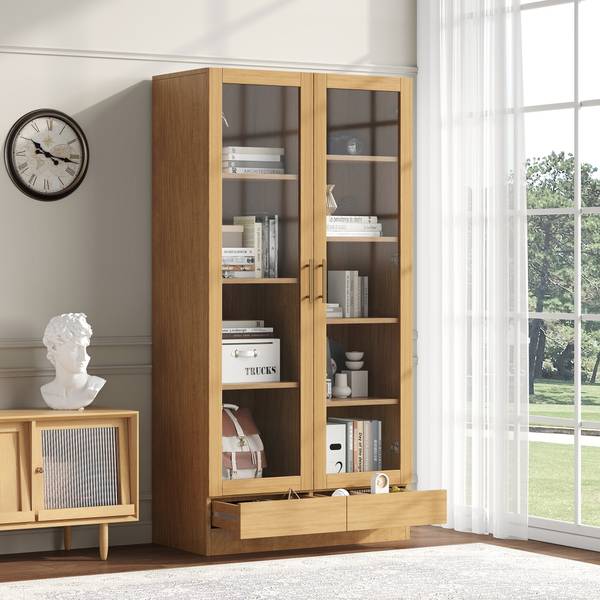Standvitrine SHEFWoody Ⅵ Braun - Holzwerkstoff - 40 x 160 x 80 cm