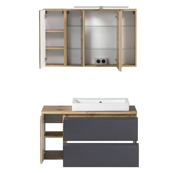 Badmöbel-Set VASTO-03-53 5er-Set Grau - Spiegelglas - 265 x 200 x 47 cm