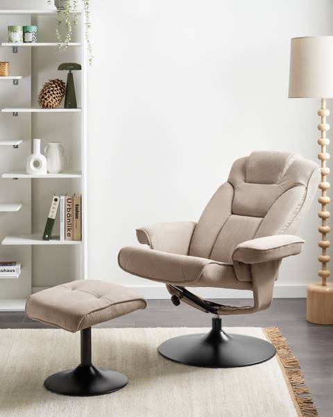 Fernsehsessel NYKS 2-tlg Beige - Schwarz - Grau - Textil - 87 x 98 x 81 cm