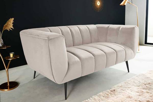Sofa NOBLESSE Beige - Schwarz - Polyester - Samt - 165 x 80 x 90 cm