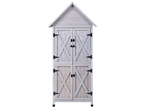 Gerätehaus mit Holzunterstand SENIGA Schwarz - Grau