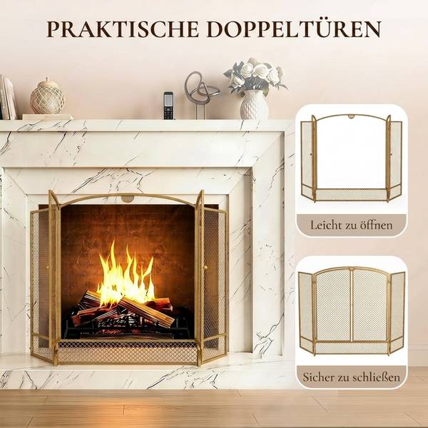 Kaminschutzgitter 820-506V00GD Gold - Metall - 10 x 75 x 122 cm