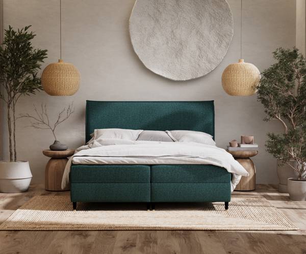 Boxspringbett Melba Grün - Liegefläche Länge: 160 cm