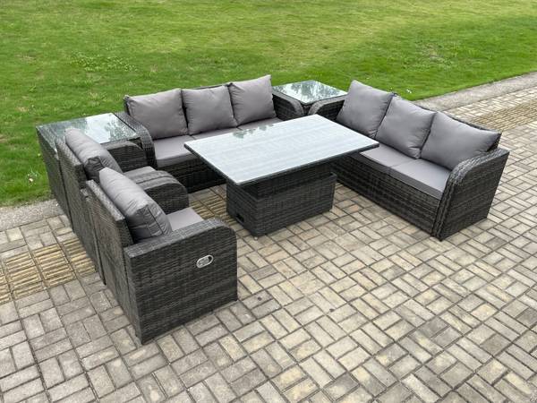 Outdoormöbel Sets Im Freien A(7er-Set)  Grau - Webstoff - Klarglas