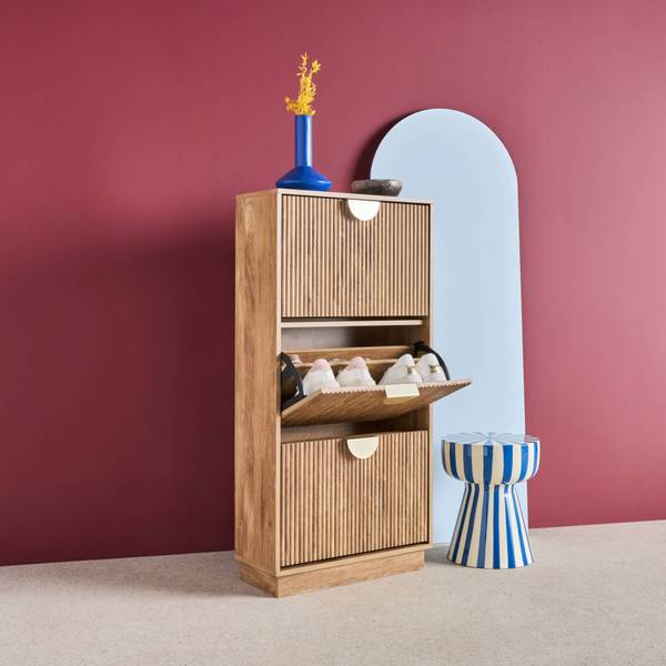 Schuhregal Celian Braun - Holz teilmassiv - 25 x 121 x 60 cm