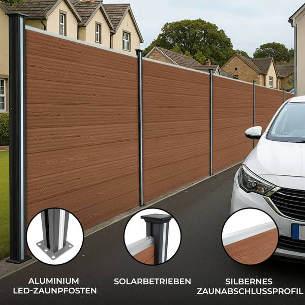 Gartenzaun 40372 7er Set Braun - Holzwerkstoff - 526 x 526 x 7 cm
