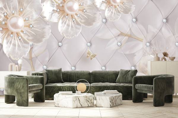 Fotobehang ABSTRACTIE Bloemen Parels 360 x 240 x 240 cm