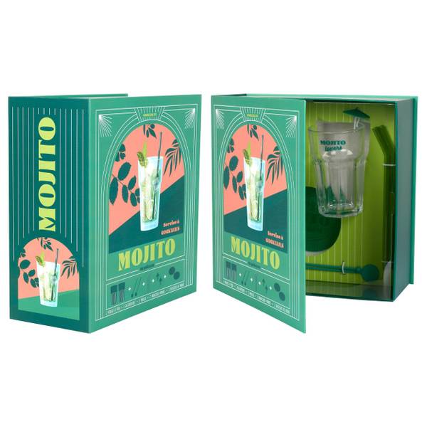 Cocktailset Mohito 10er-Set Grün - Glas - Metall - 26 x 26 x 12 cm