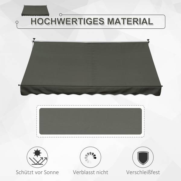 Markise 840-183GY Grau - Textil - 150 x 280 x 300 cm
