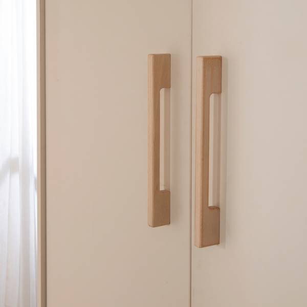 Kleiderschrank 3 türig Jil Beige - Holzwerkstoff - Massivholz - 138 x 200 x 55 cm