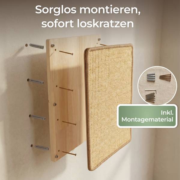 Katzenkratzbrett Caty Beige - Holz teilmassiv - 34 x 6 x 44 cm