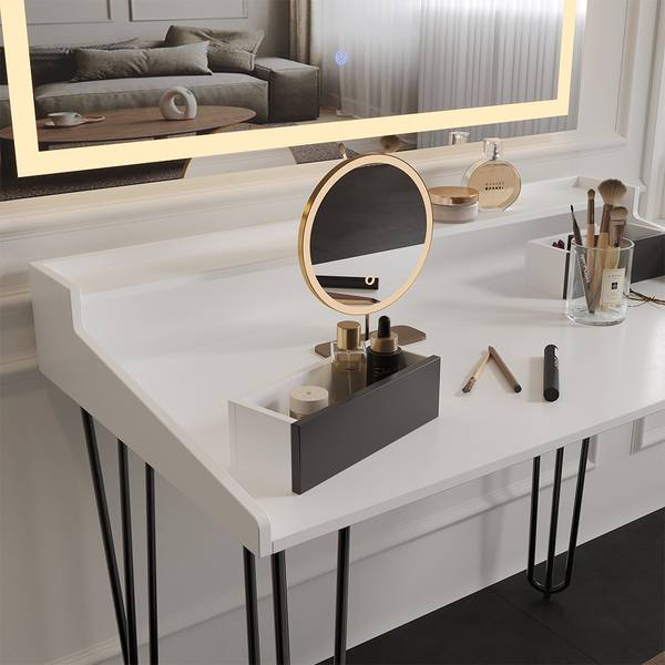 Schminktisch Sannar 49417 Schwarz - Weiß - Holzwerkstoff - 110 x 90 x 60 cm