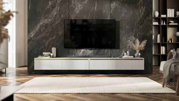 TV-Lowboard SELENE 2er-Set Gold - Weiß