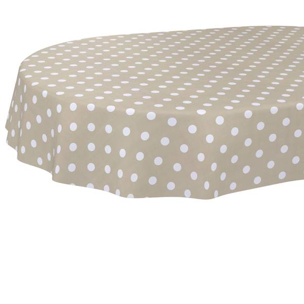 Wachstuchtischdecke Gepuntet Punkte Beige - Kunststoff - 140 x 1 x 180 cm
