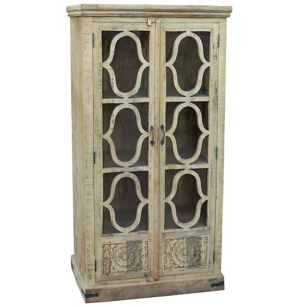 Vitrine 4523316638 Beige - Massivholz - 100 x 196 x 45 cm