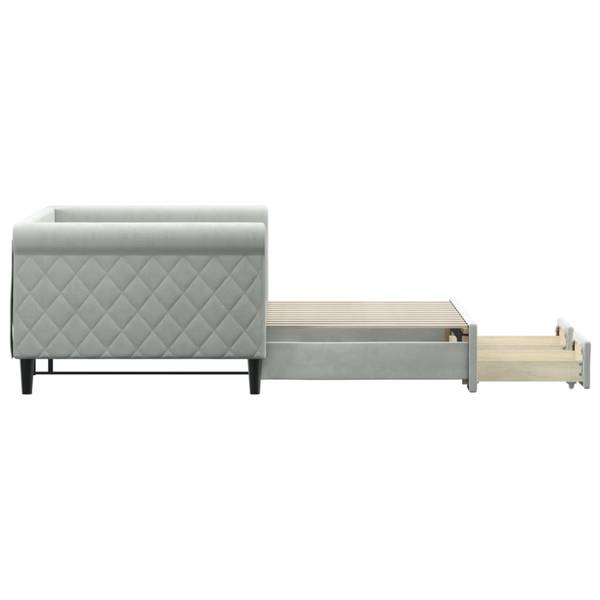 Lit de jour avec lit gigogne 3030086 Gris - Bois massif - 100 x 68 x 229 cm