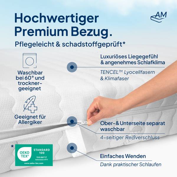 Taschenfederkernmatratze 1000 Federn 140 x 200 cm - H3