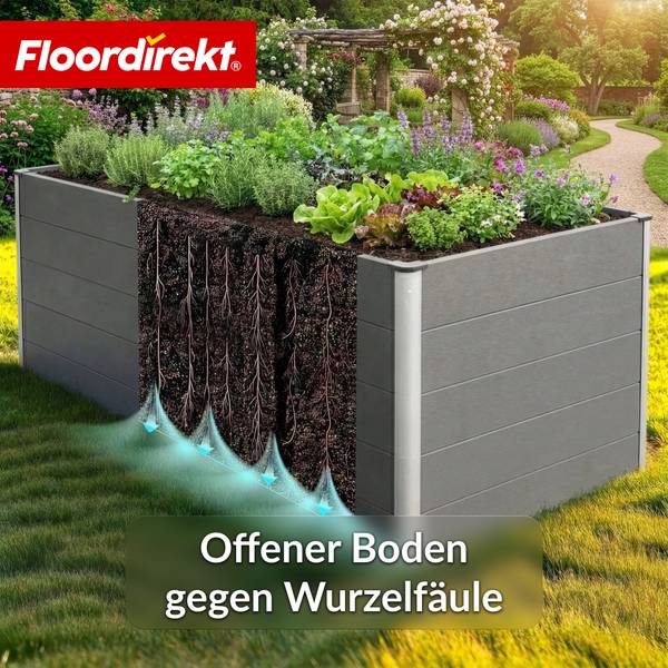 Hochbeet Kasos Grau - Holzverbundwerkstoff - 150 x 75 x 70 cm