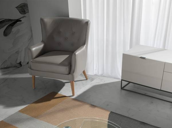 Chester-Sessel 5085 Grau - Flachgewebe - Kunstleder - 75 x 89 x 80 cm