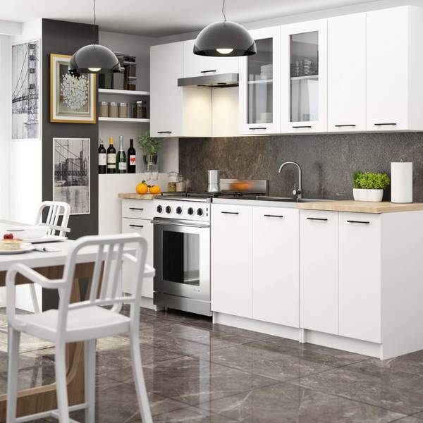 Küchenvitrine OLIWIA Weiß - Klarglas - 80 x 72 x 31 cm