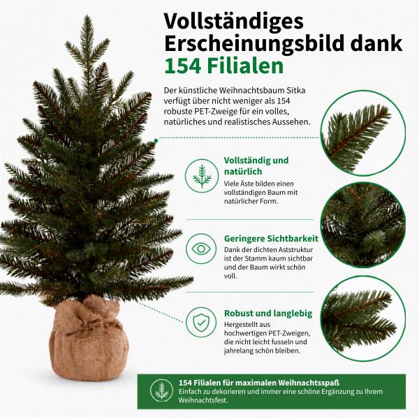 Künstlicher Weihnachtsbaum Sitka Grün - Kunststoff - 43 x 60 x 43 cm