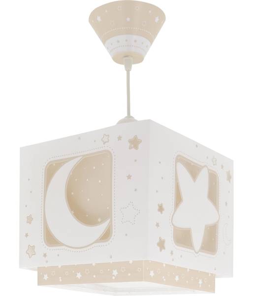 KinderDeckenlampe Luna und Sterne Beige - Kunststoff - 24 x 22 x 24 cm
