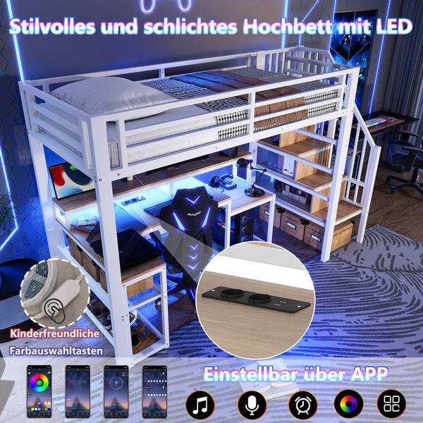 Kinderbett K-1699 Weiß - Breite: 96 cm
