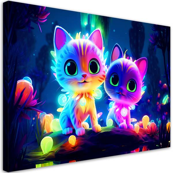 Wandbild katzen neon 100 x 70 cm