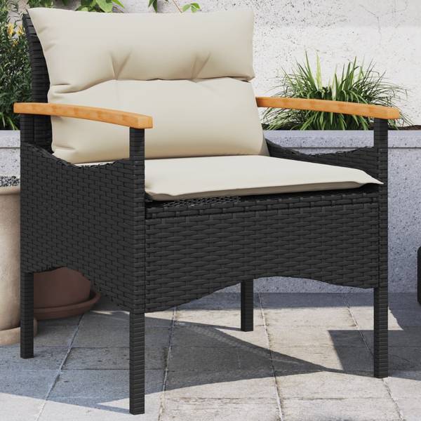 Loungeset 3034169 set van 3 zwart - acacia - staal - 40 x 37 x 40 cm